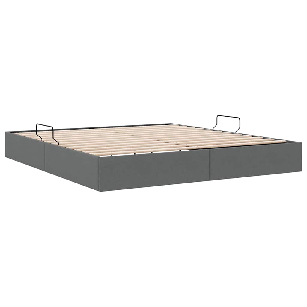 Krevet s od storage s madracem Tamno siva 193 x 203 cm tkanina