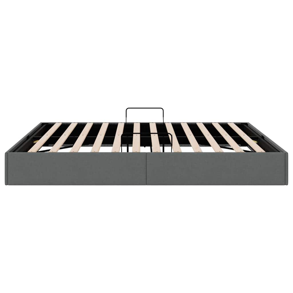 Krevet s od storage s madracem Tamno siva 193 x 203 cm tkanina