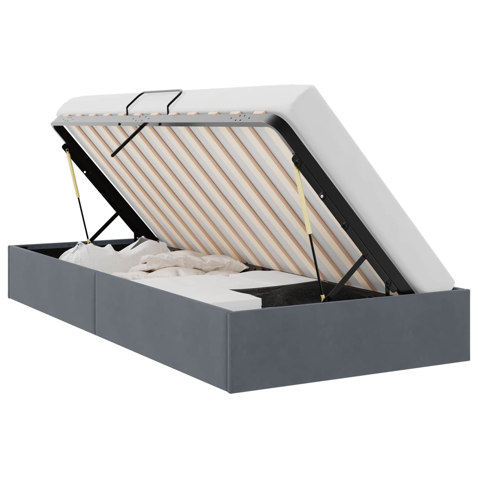 Krevet s od storage s madracem Tamno siva 100 x 190 cm Baršun
