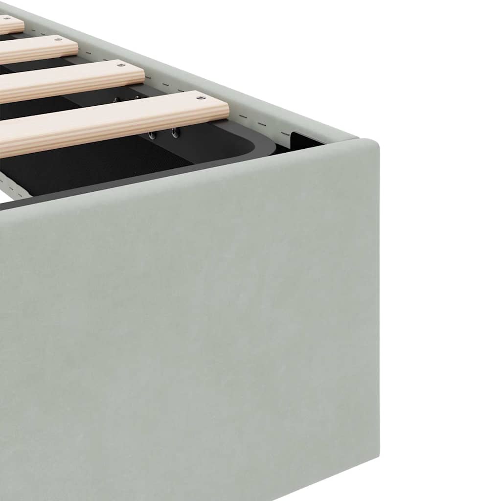 Krevet s od storage Svijetlo siva 100 x 203 cm Baršun