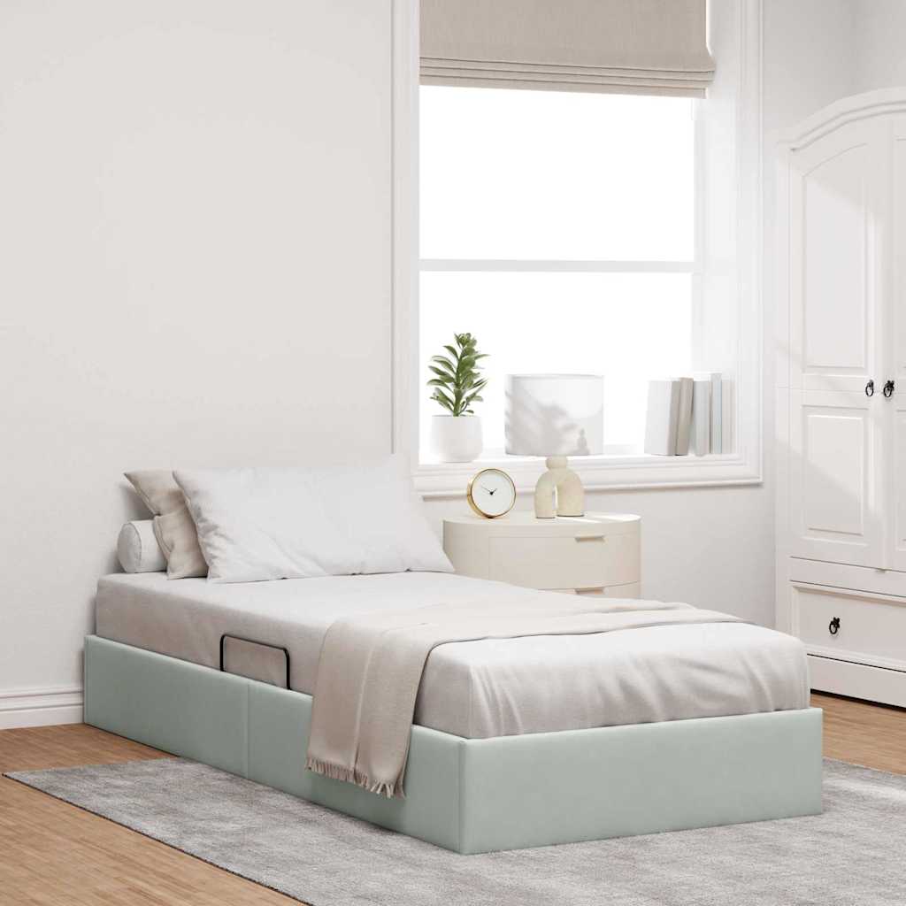 Krevet s od storage Svijetlo siva 100 x 203 cm Baršun