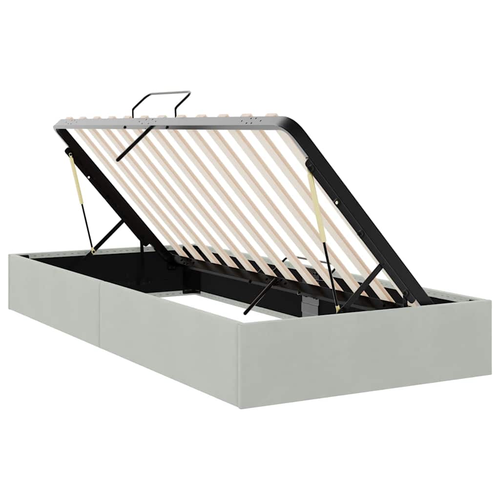 Krevet s od storage Svijetlo siva 100 x 203 cm Baršun