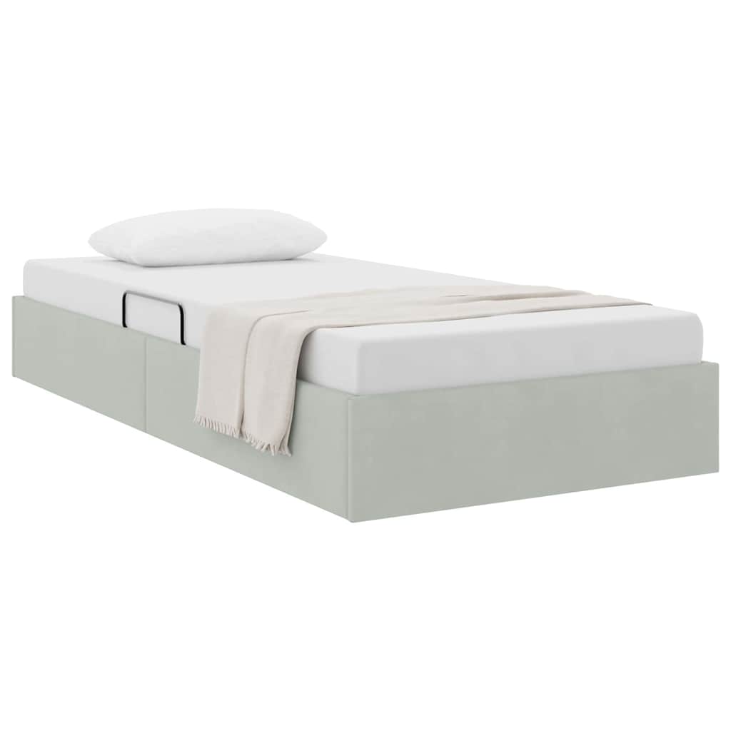 Krevet s od storage Svijetlo siva 100 x 203 cm Baršun