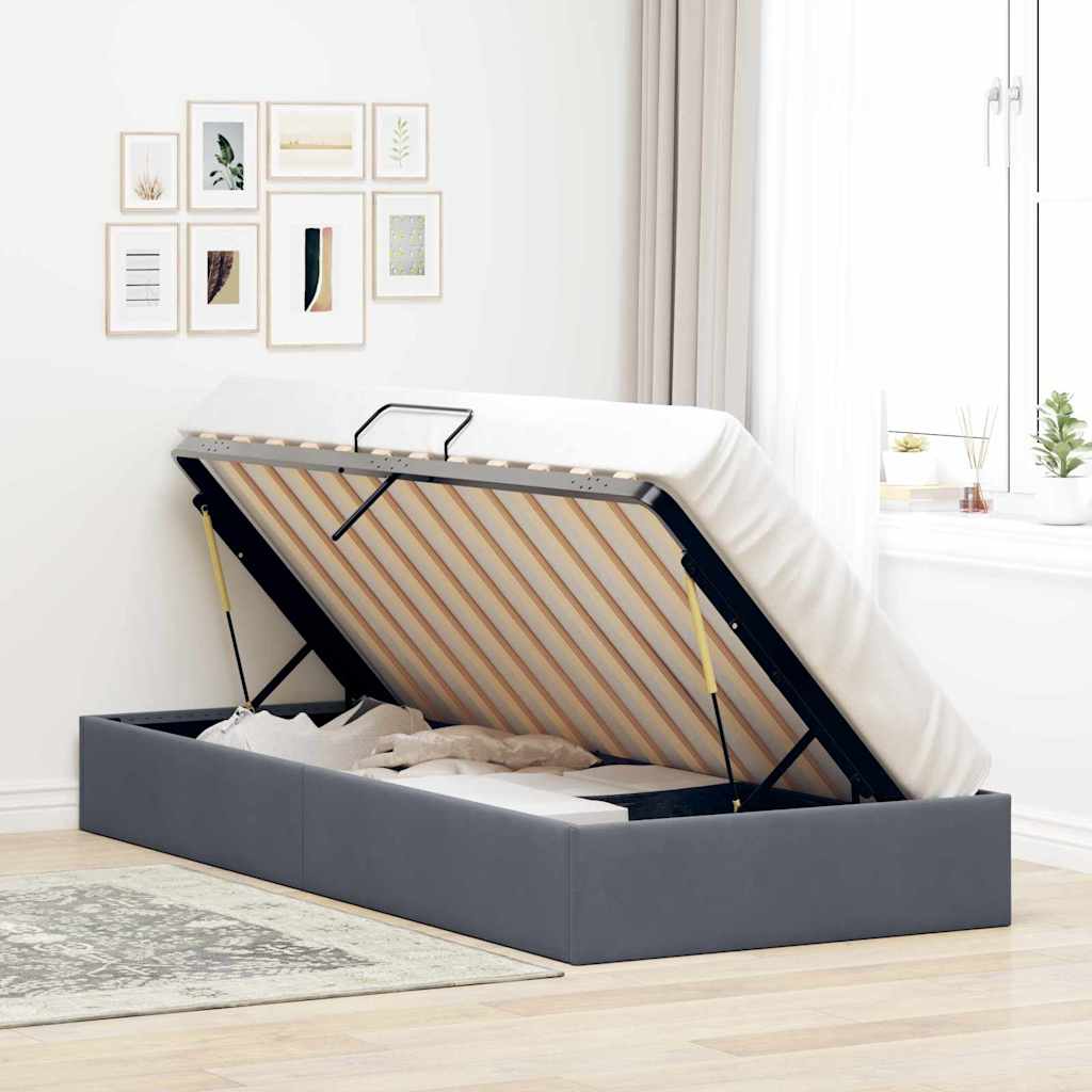 Krevet s od storage s madracem Tamno siva 100 x 203 cm Baršun