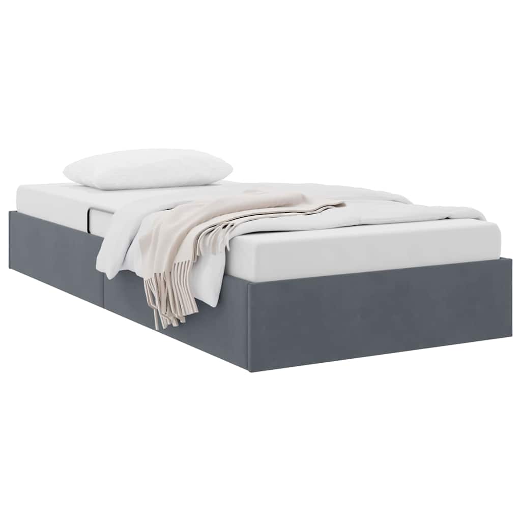 Krevet s od storage s madracem Tamno siva 100 x 203 cm Baršun