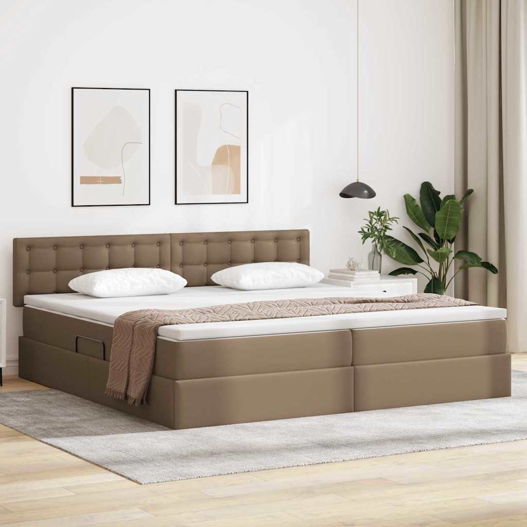Krevet s madracem i skladištem Kapućino 200 x 200 cm Lažna koža