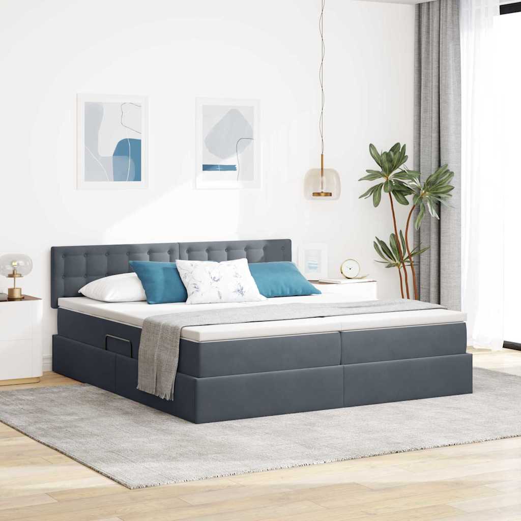 Krevet s od storage 2 kom. Tamno siva 180 x 200 cm Velvet
