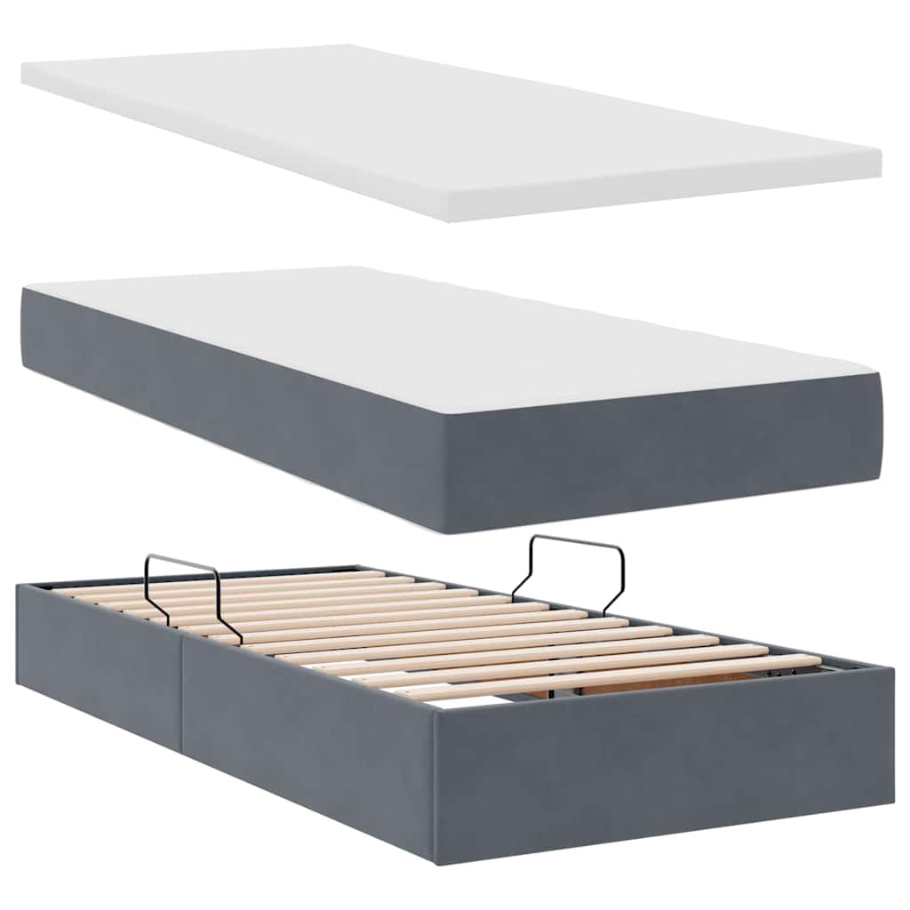 Krevet s od storage 2 kom. Tamno siva 180 x 200 cm Velvet