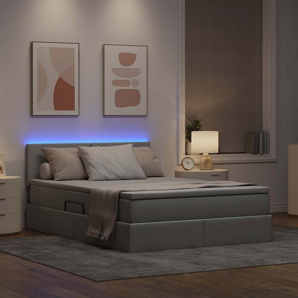 LED krevet za pohranu s madracem Svjetlosiva 140 x 200 cm