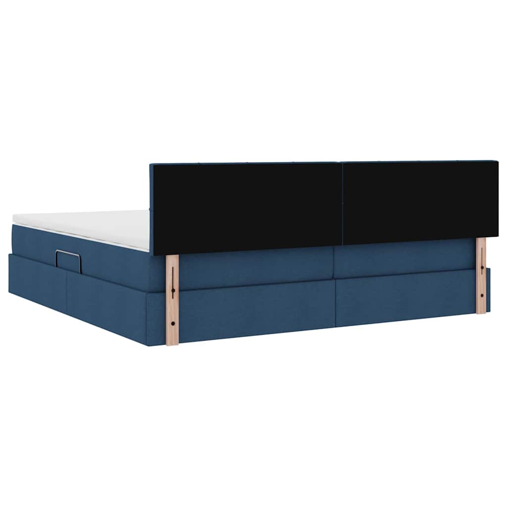 LED krevet za pohranu s madracem Plava 200 x 200 cm Tkanina
