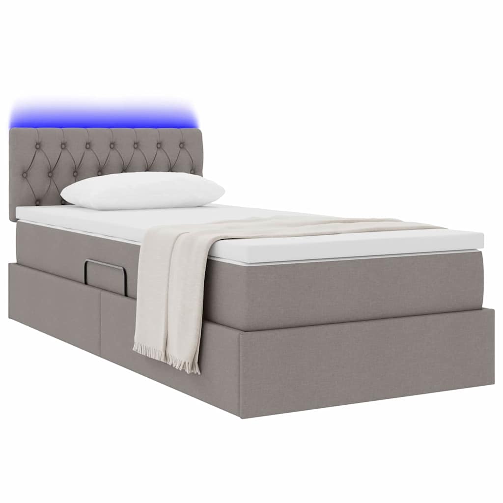 LED krevet za pohranu s madracem Sivosmeđa 90 x 190 cm Tkanina