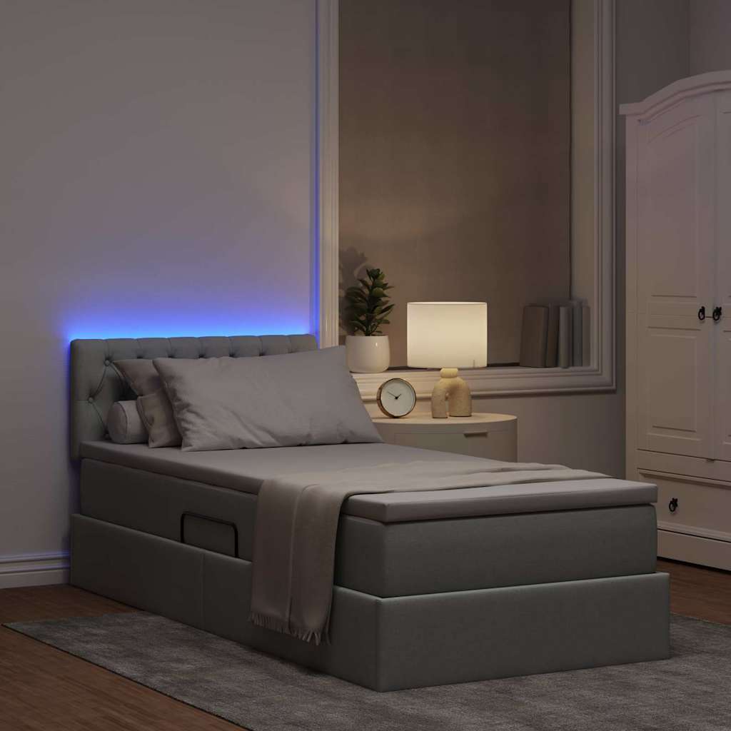 LED krevet za pohranu s madracem Svjetlosiva 100 x 200 cm