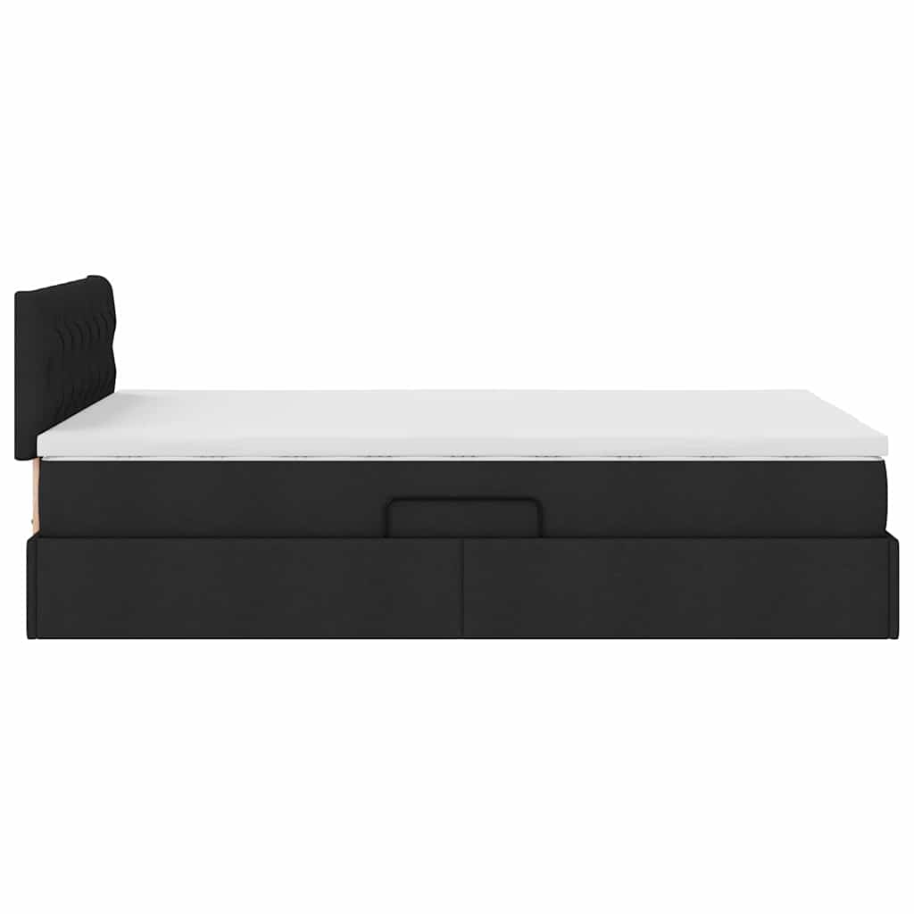LED krevet za pohranu s madracem Crna 120 x 200 cm Tkanina