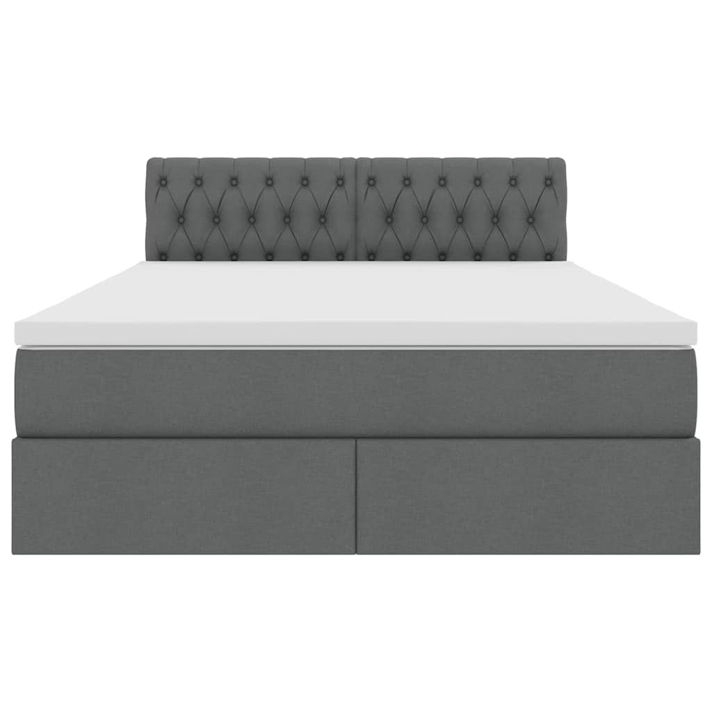 LED krevet za pohranu s madracem Tamnosiva 140 x 190 cm Tkanina