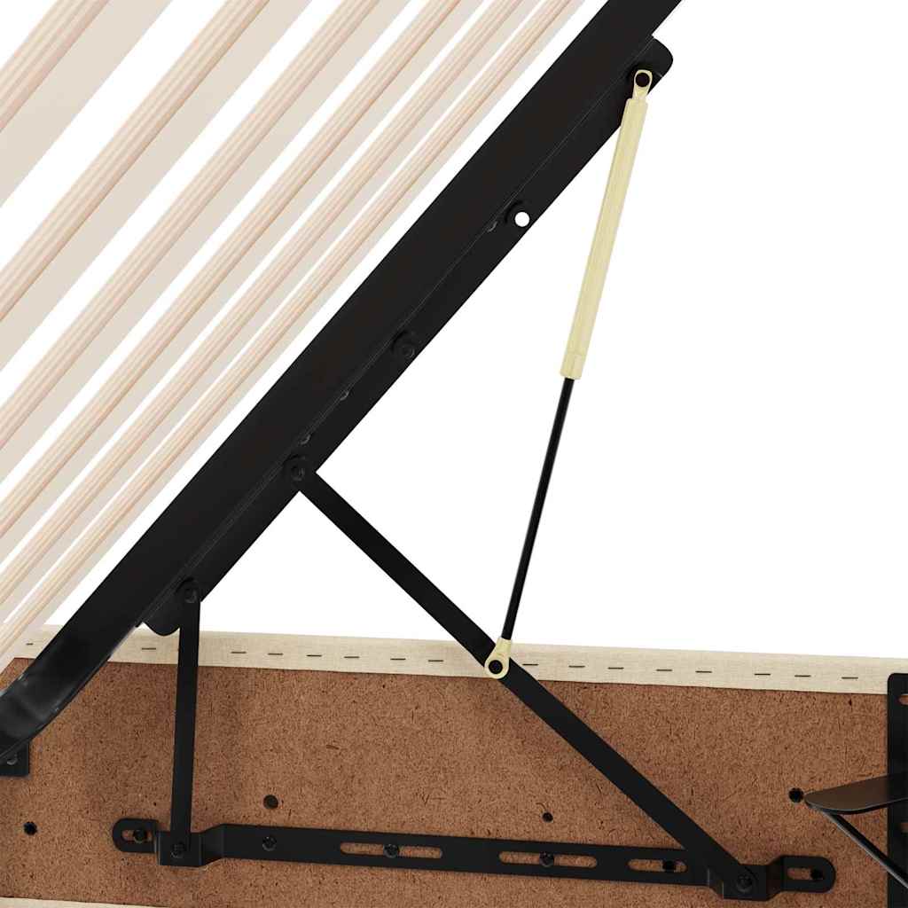 LED krevet za pohranu s madracem Krem 120 x 190 cm Tkanina