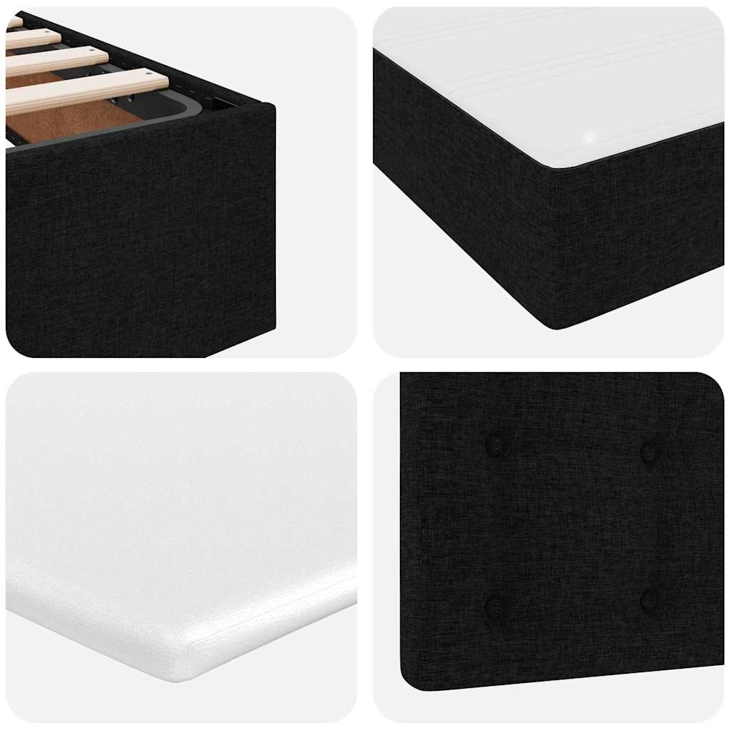 LED krevet za pohranu s madracem Crna 140 x 200 cm Tkanina