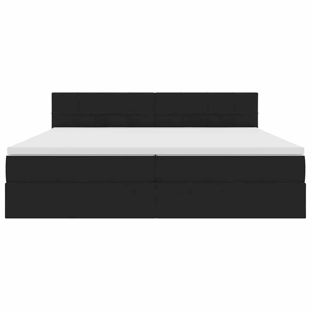 LED krevet za pohranu s madracem Crna 200 x 200 cm Baršun