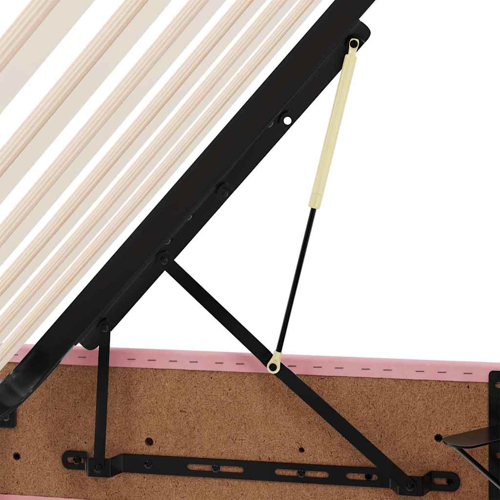 LED krevet za pohranu s madracem Ružičasta 140 x 200 cm Baršun