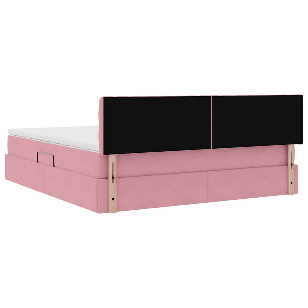 LED krevet za pohranu s madracem Ružičasta 160 x 200 cm Baršun