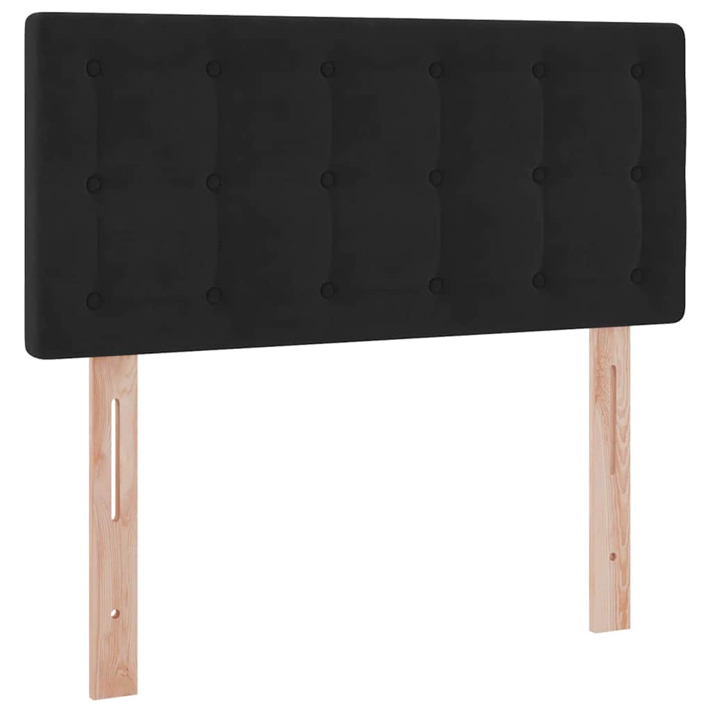 LED krevet za pohranu s madracem Crna 90 x 190 cm Baršun