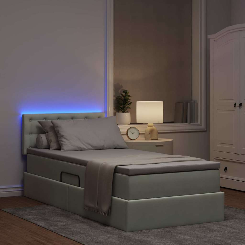 LED krevet za pohranu s madracem Svjetlosiva 100 x 200 cm