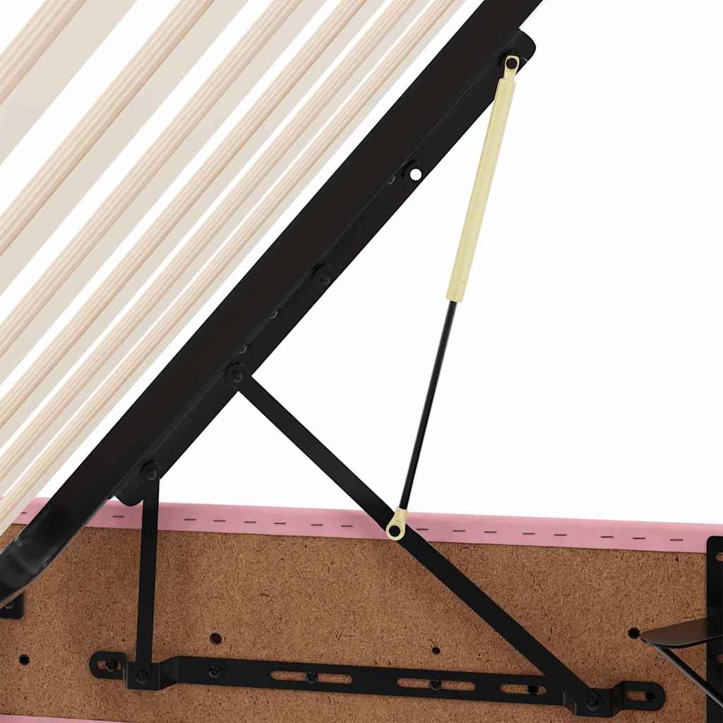 LED krevet za pohranu s madracem Ružičasta 100 x 200 cm Baršun