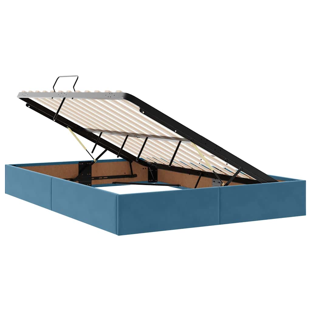 LED krevet za pohranu s madracem Tamno plava 140 x 190 cm