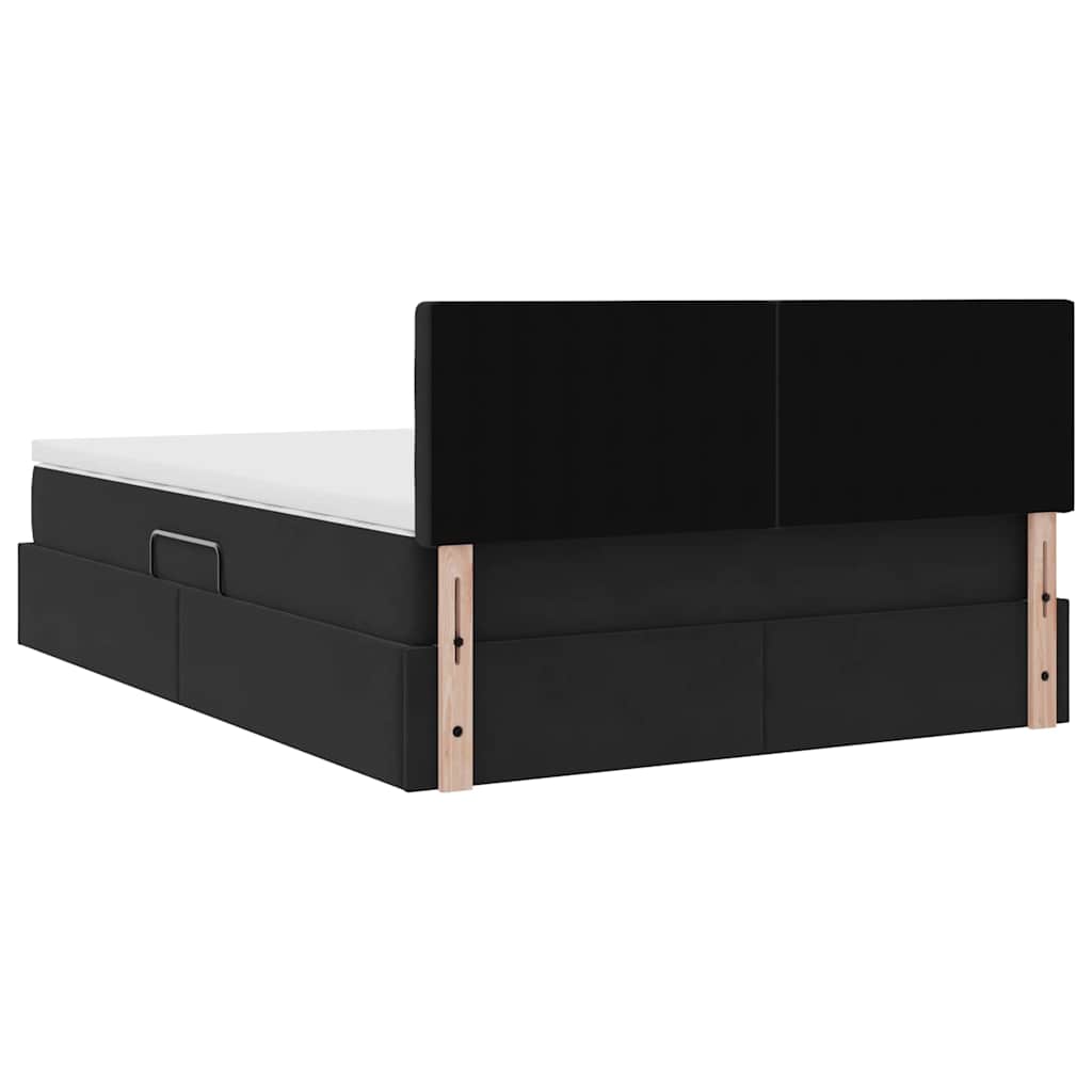 LED krevet za pohranu s madracem Crna 140 x 200 cm Baršun