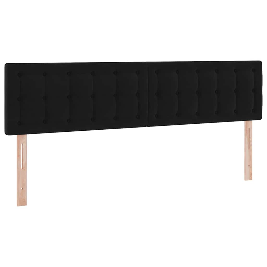 LED krevet za pohranu s madracem Crna 200 x 200 cm Baršun