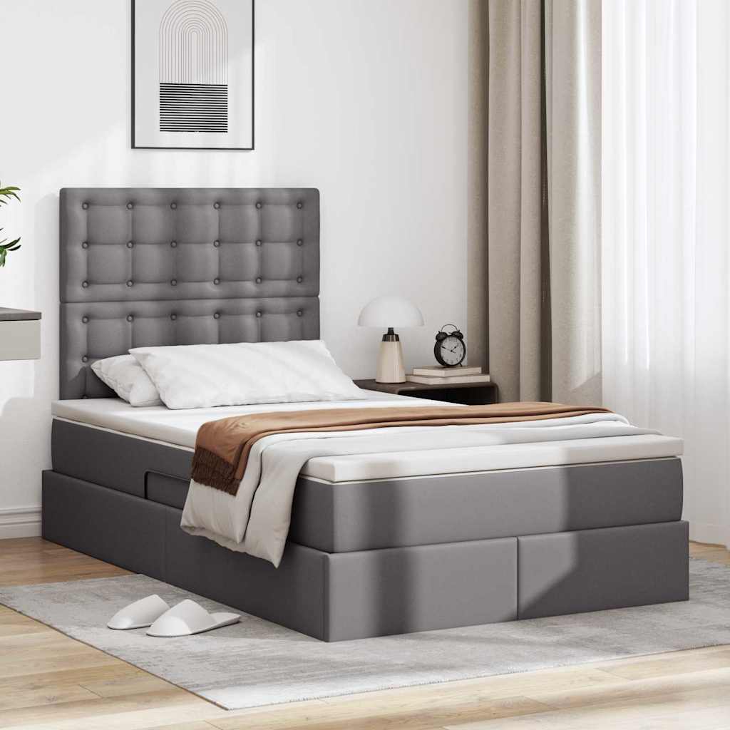 Krevet s od storage s madracem Siva 120 x 200 cm Lažna koža