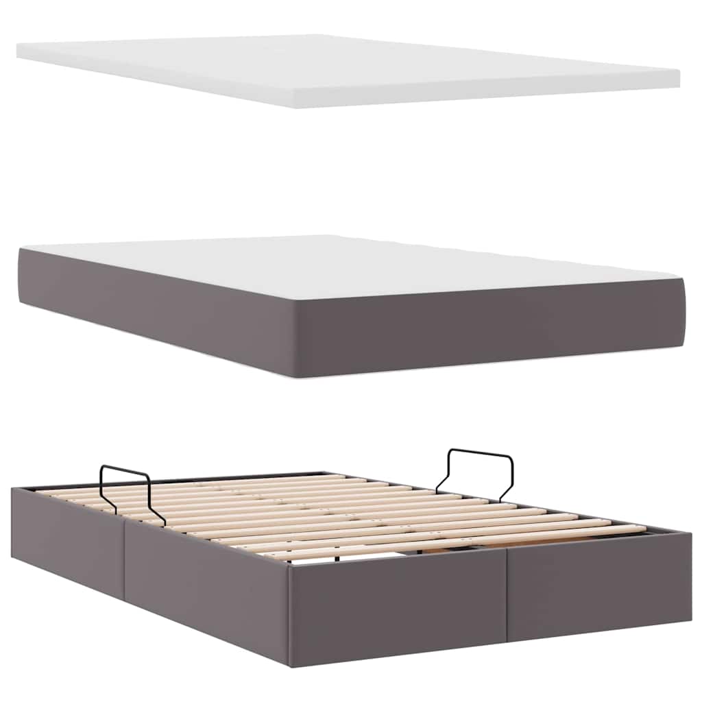 Krevet s od storage s madracem Siva 120 x 200 cm Lažna koža
