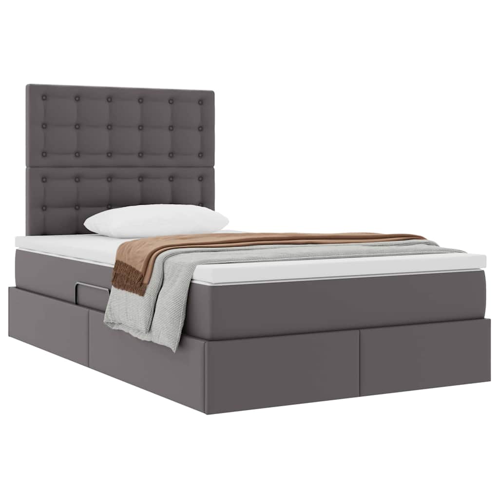 Krevet s od storage s madracem Siva 120 x 200 cm Lažna koža