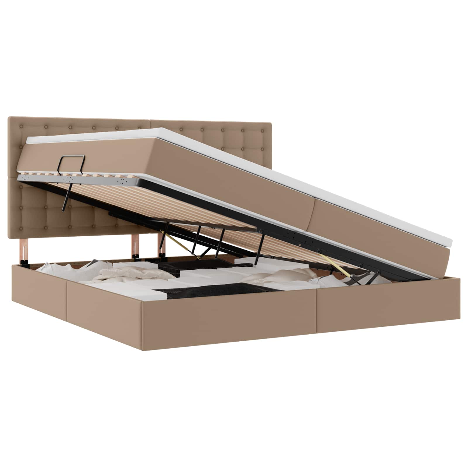 Krevet s od storage s madracem Kapućino 200 x 200 cm Lažna koža