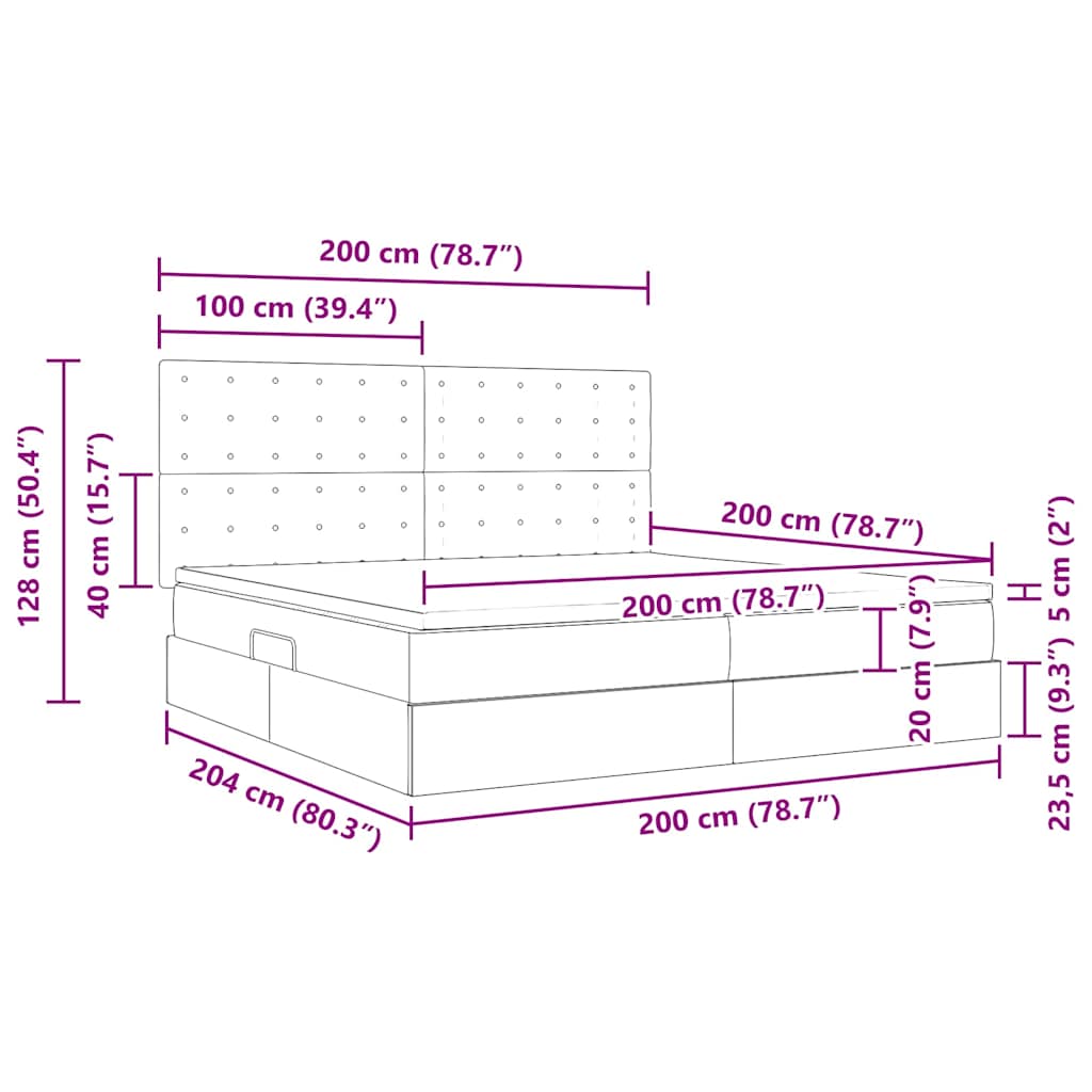 Krevet s od storage s madracem Kapućino 200 x 200 cm Lažna koža