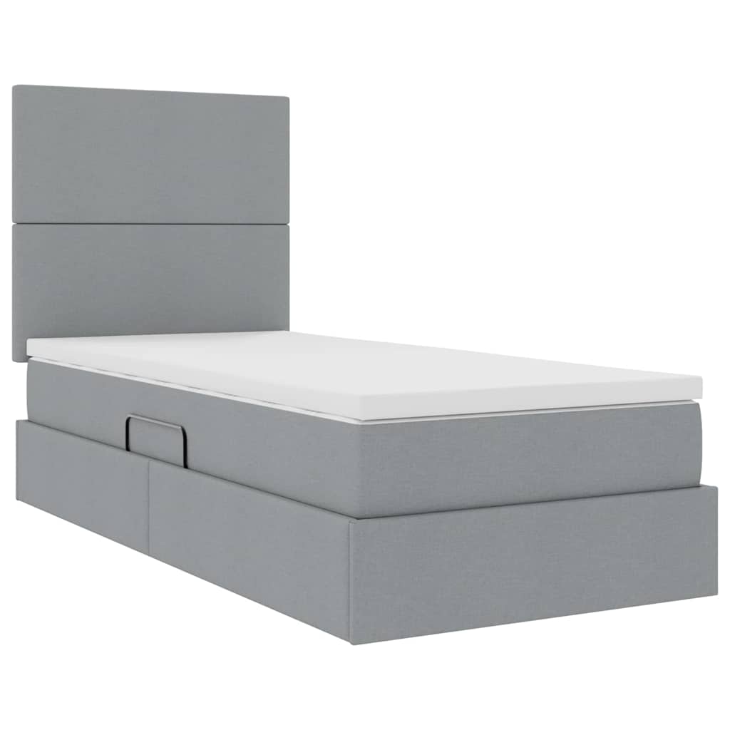 Krevet s madracem i skladištem Svijetlo siva 100 x 200 cm Svjetlosiva