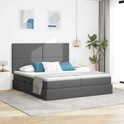 Krevet s od storage s uzglavljem Tamnosiva 180 x 200 cm Tkanina