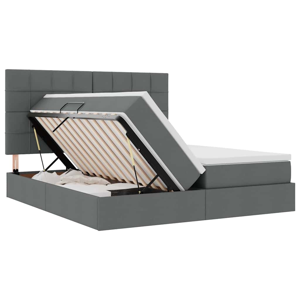 Krevet s od storage s uzglavljem Tamnosiva 180 x 200 cm Tkanina