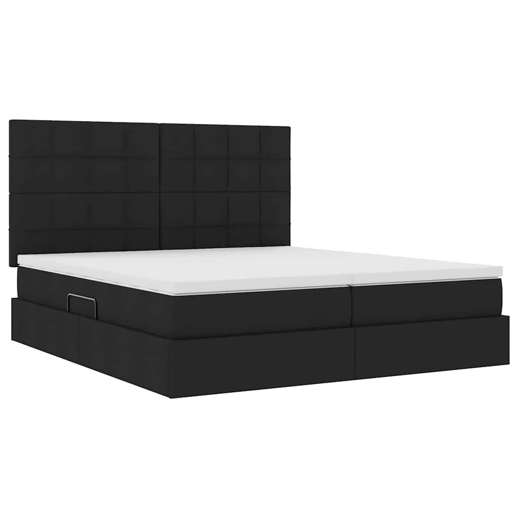 Krevet s od storage s uzglavljem Crna 200 x 200 cm Tkanina