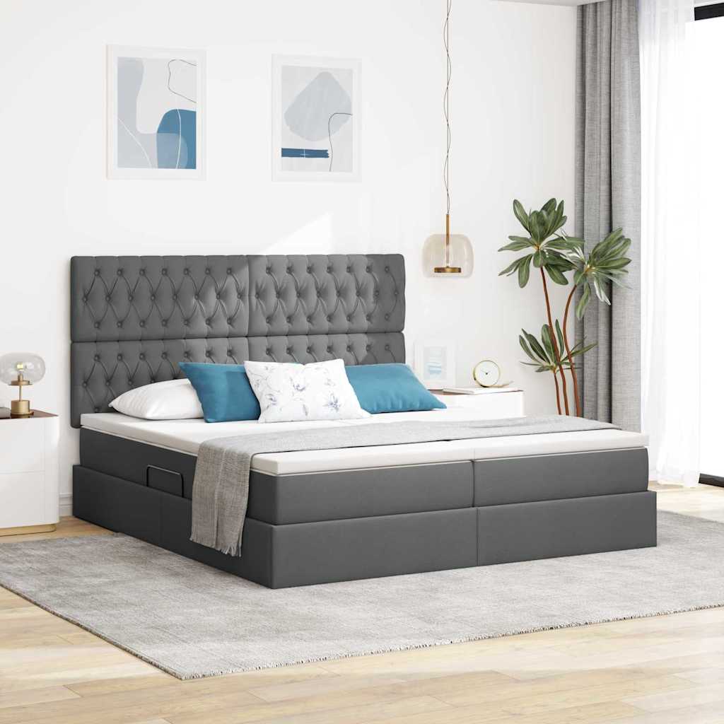 Krevet s od storage s uzglavljem Tamnosiva 180 x 200 cm Tkanina