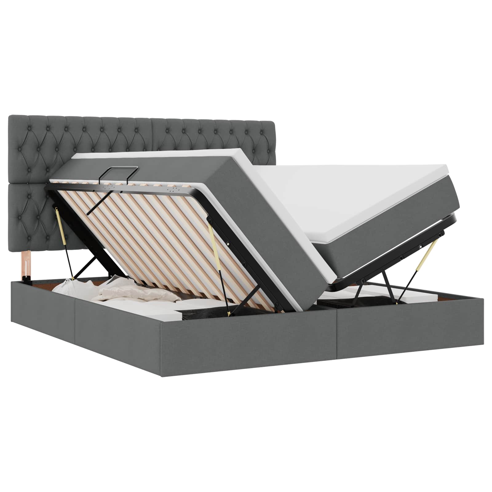 Krevet s od storage s uzglavljem Tamnosiva 180 x 200 cm Tkanina