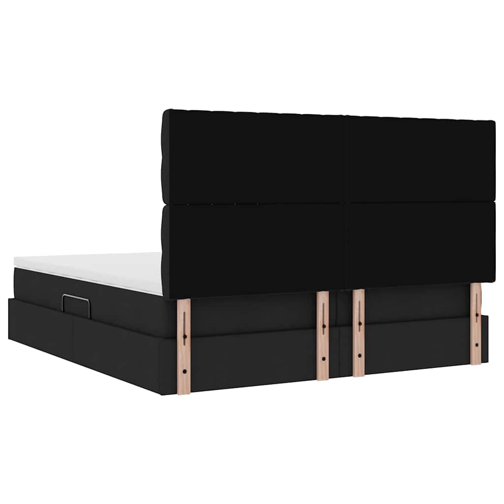 Krevet s od storage s uzglavljem Crna 200 x 200 cm Tkanina