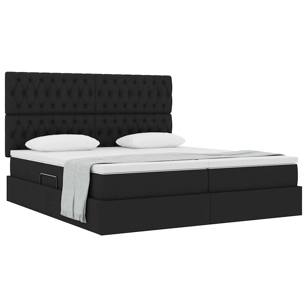 Krevet s od storage s uzglavljem Crna 200 x 200 cm Tkanina