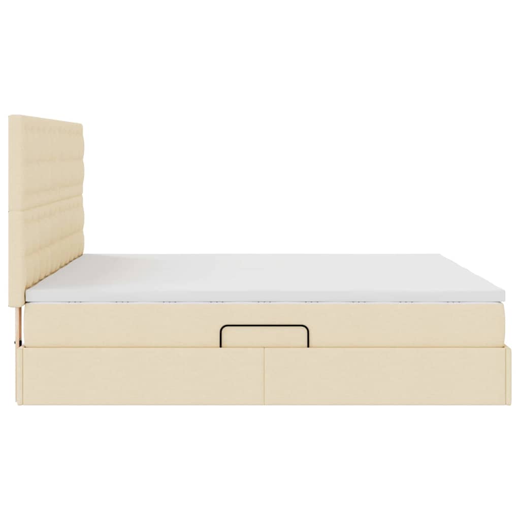 Krevet s od storage s uzglavljem Krema 200 x 200 cm Tkanina