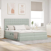 Krevet s od storage Svijetlo siva 200 x 200 cm Baršun Svjetlosiva