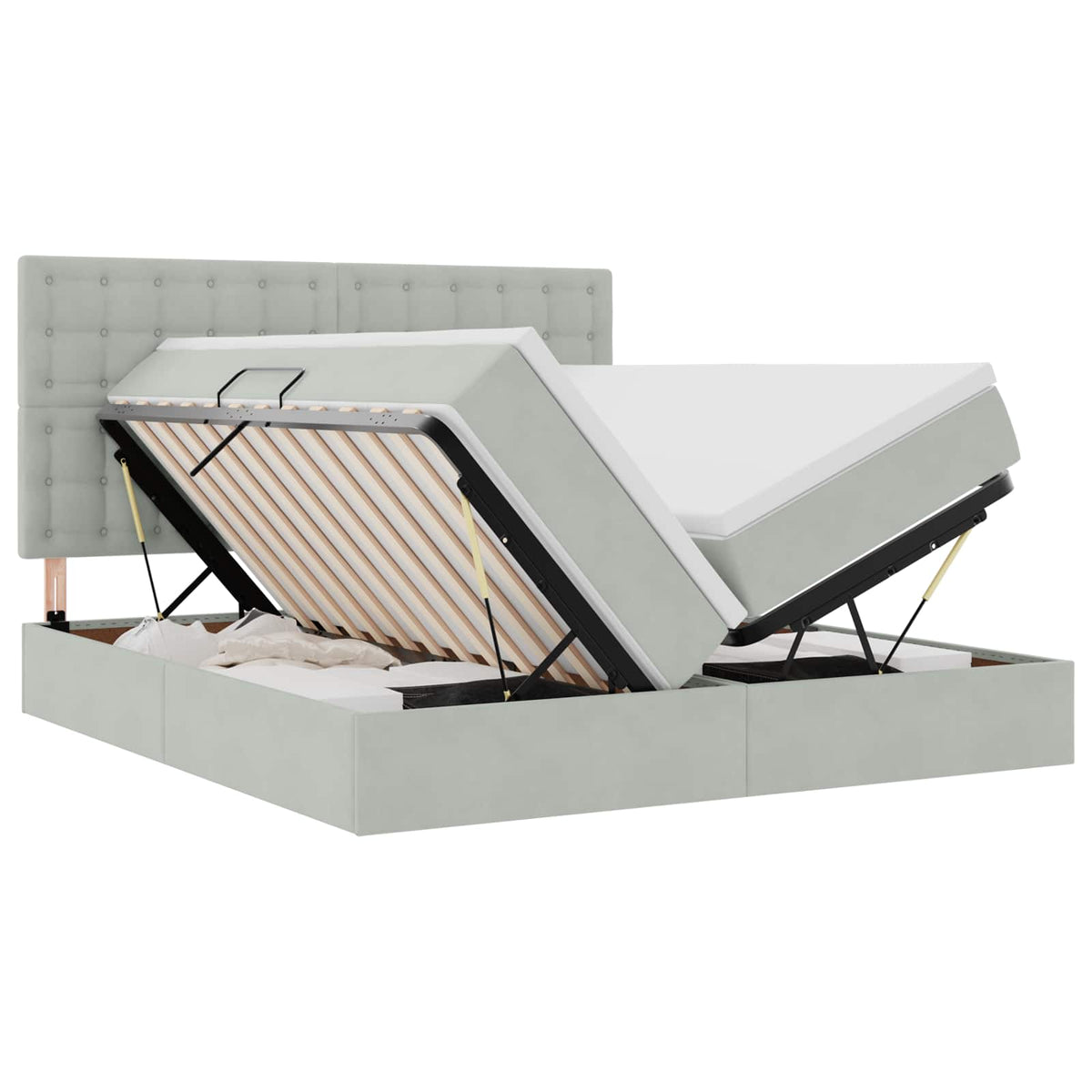 Krevet s od storage Svijetlo siva 200 x 200 cm Baršun Svjetlosiva