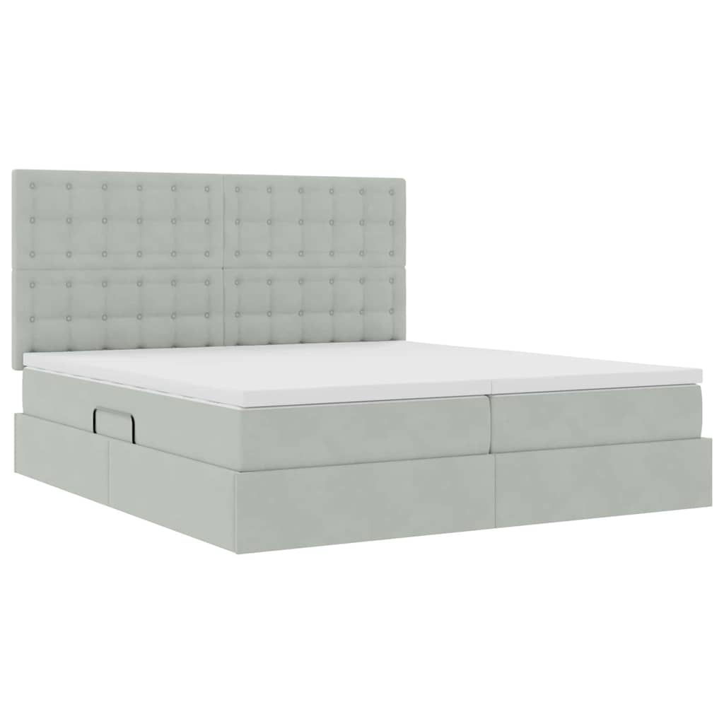 Krevet s od storage Svijetlo siva 200 x 200 cm Baršun Svjetlosiva