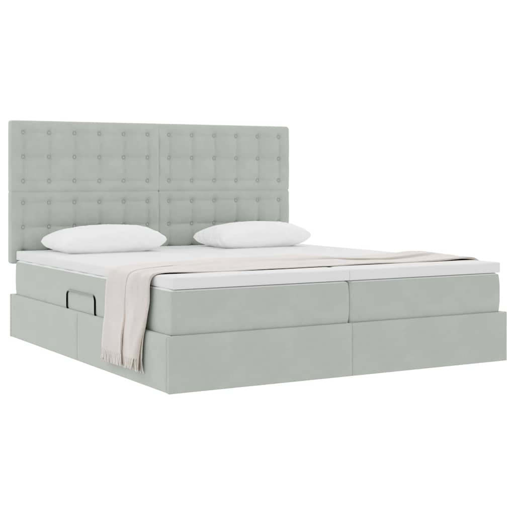 Krevet s od storage Svijetlo siva 200 x 200 cm Baršun Svjetlosiva