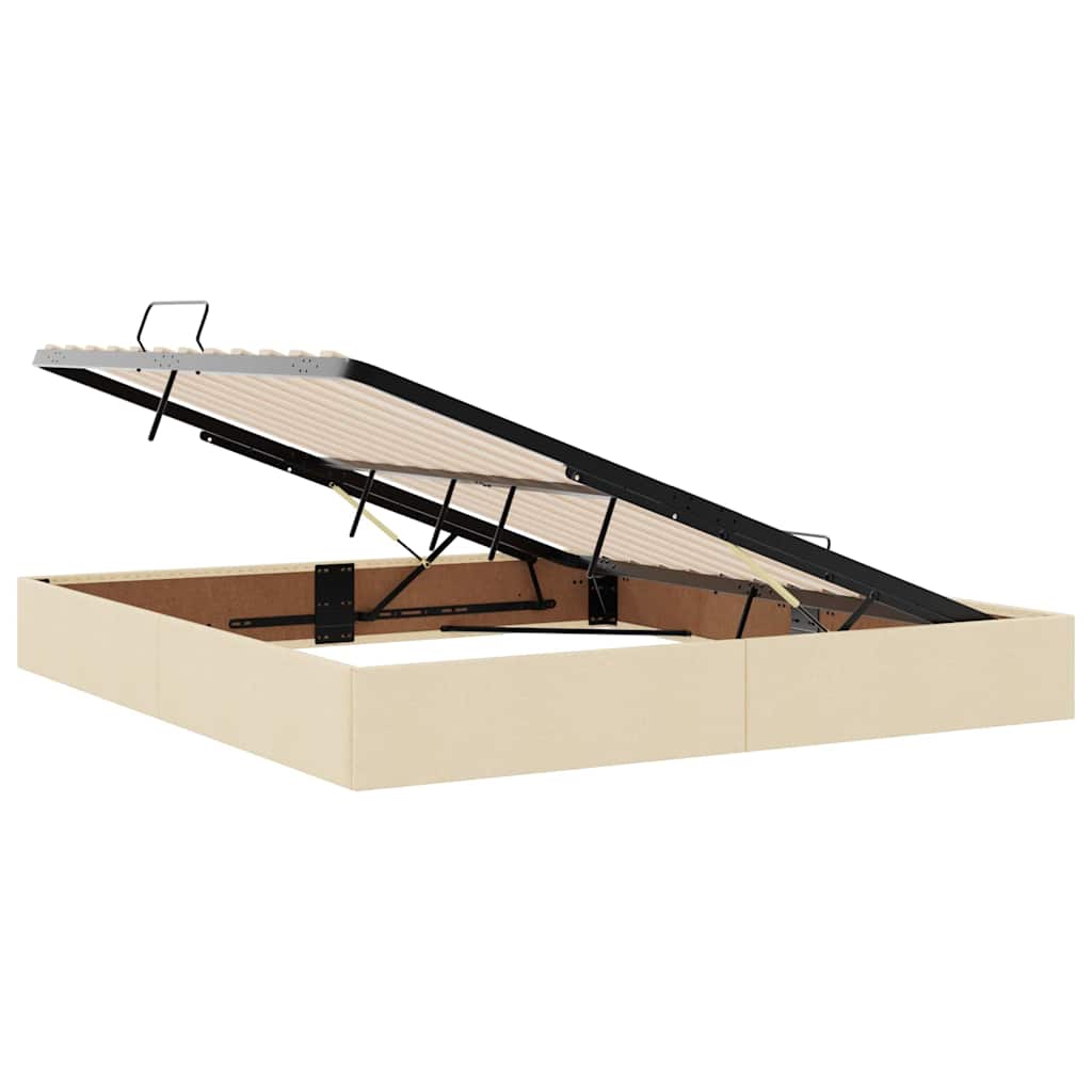 LED krevet za pohranu s madracem Krema 180 x 200 cm Tkanina