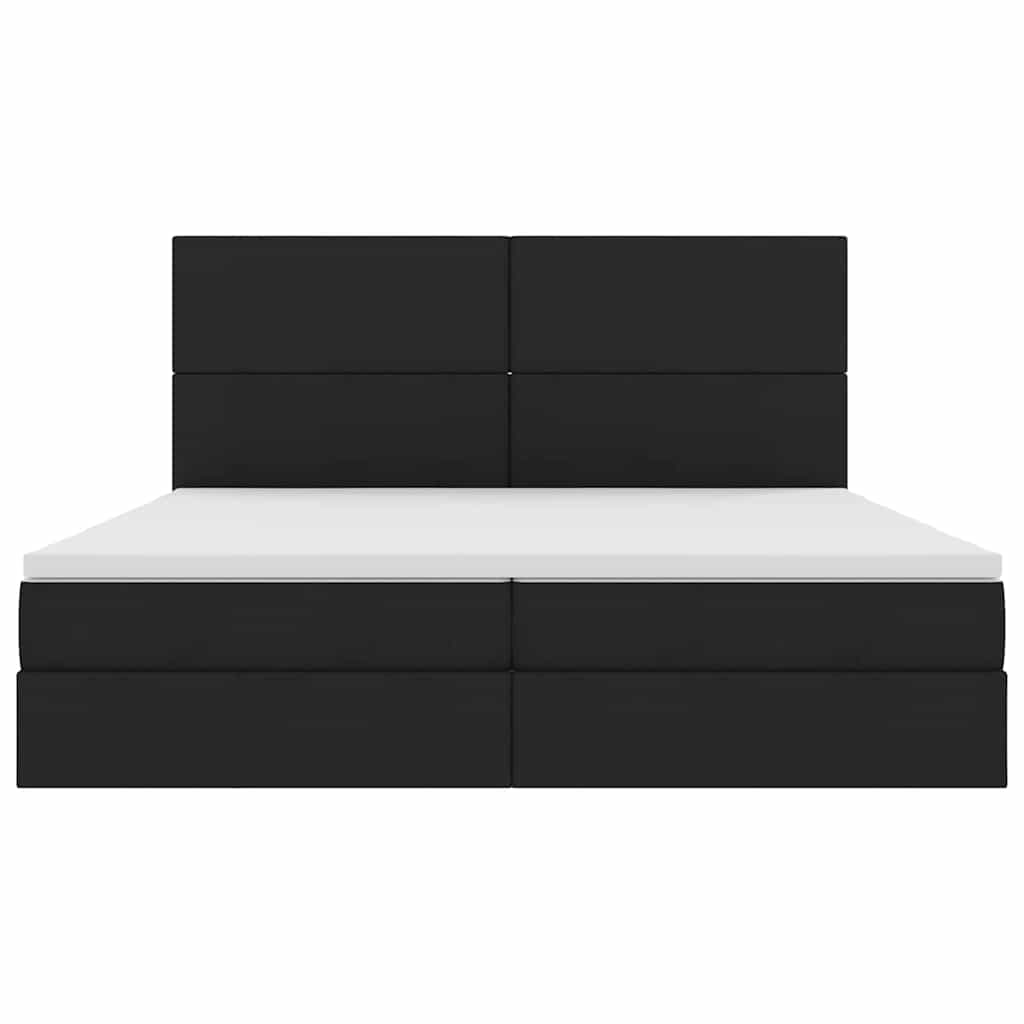 LED krevet za pohranu s madracem Crna 200 x 200 cm Tkanina