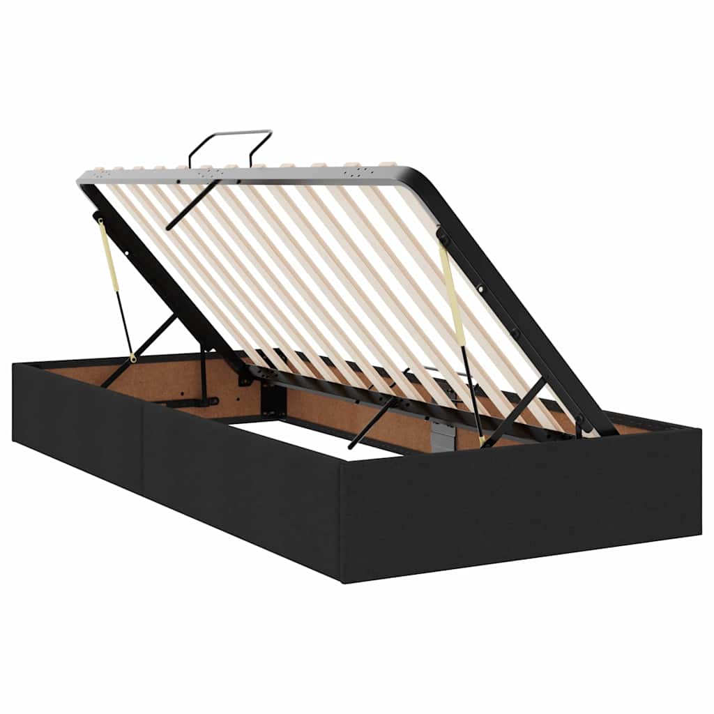 LED krevet za pohranu s madracem Crna 100 x 200 cm Tkanina
